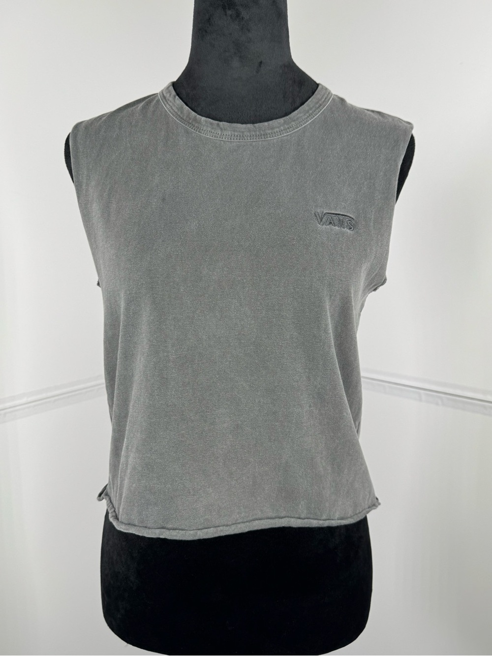 Vans Gray Garment Dyed Embroidered Logo Sleeveless Muscle Tank Top XS